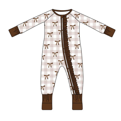 Chocolate Bow Bamboo Romper discoloration